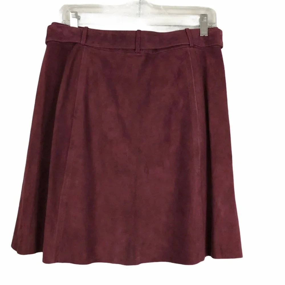 Kate Spade A-Line Mini Skirt Size 12 Spencer Court Wine Goat Suede Leather